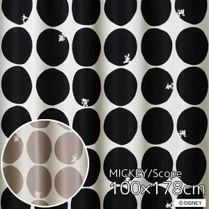 日本製 ディズニー カーテン 100×178cm「ミッキー／スコープ」カーテン 1枚入り 遮光2級 形状記憶加工 洗える Disney かわいい 可愛い ミッキー MICKEY 遮光加工 スミノエ DISNEY M-1168(BE) M-1169(BK)