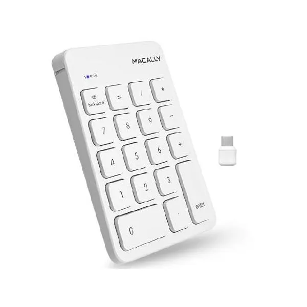 Macally USB C Wireless Number Pad | Numeric Keypad for Mac MacBook iMac | Wireless 10 Key for Laptop PC Computer Notebook Surface Chrome (2.4_並行輸入