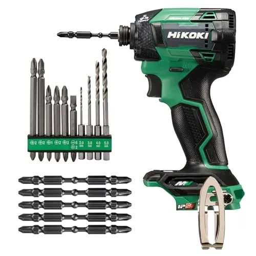 【セット買い】 HiKOKI(ハイコーキ) 36V充電式インパクトドライバ WH36DD(NNL) + ビットセット(10本入) 0040-1000 + 力こぶビット(スレンダー/5本入) 0033-5701