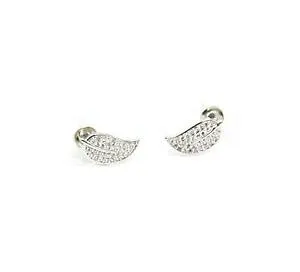 【送料無料】ジュエリー・アクセサリー シルバーメタルリーフイヤリングストラスジルコニウムbo950e boucles doreilles feuille metal argente avec strass zirconium