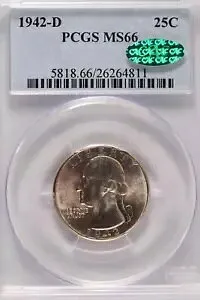 1942 D ワシントン クォーター PCGS MS 66 CAC *DoubleJCoins* JL1100-350