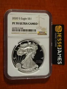 2020 Sプルーフ シルバーイーグル NGC PF70 ウルトラカメオ クラシック ブラウンラベル