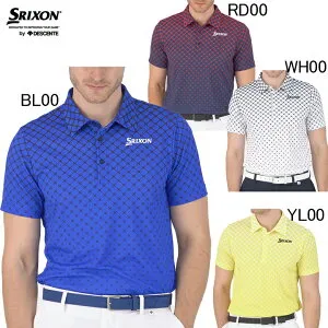 スリクソン by デサント SRIXON サンスクリーン グラデーションプリント 半袖ポロシャツ RGMXJA17 メンズ 総柄 ゴルフウエア