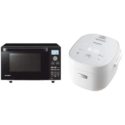 【セット買い】シャープ オーブンレンジ 18L フラット ヘルツフリー 一人暮らし ブラック RE-SS7A-B + 炊飯器 3合 マイコン パン調理機能 ホワイト KSCF05BW KS-CF05B-W