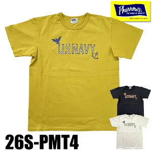 フェローズ Pherrow's Tシャツ 26S-PMT4 「U.S.NAVY」 半袖 ミリタリー プリント ロゴT 国産 丸胴 クルーネック カットソー トップス コットン 綿100％ アメカジ ヴィンテージ TEE メンズ レディース 2026