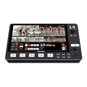 FEELWORLD L4 マルチビデオスイッチャー 10.1インチLCDタッチスクリーンPTZ制御 4xHDMI/1xSDI入力USB3.0ストリーミング・ライブ5チャンネル ライブストリーミングミキサー