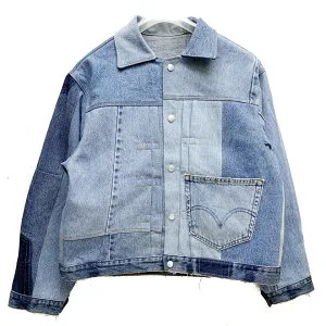 【SALE 30％OFF】スリフティルック THRIFTY LOOK リメイクデニムジャケット DENIM REMAKE PLEATS JACKET 1st ブルー 青 BLUE (#4)