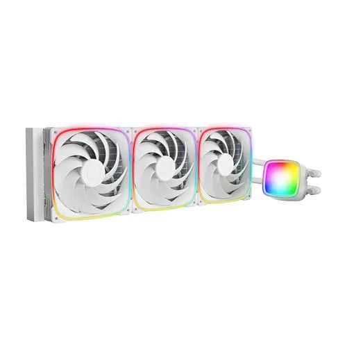 ジオメトリック フューチャー エスキモープロ - 420mm AIO CPU 液体ウォータークーラー - RGB PWM Squama 2503W 140mm ファン x 3 - IntelR LGA 1700、AMDRAM5 - ホワイト- (GEO-E