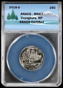 2018-S 25C ボヤジャーズ国立公園 NP クォーター ANACS MS 67 BU 造幣局