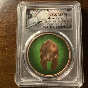 モロン・ラベ エイリアン スパルタン カラーライズ .999 銅 1オンス ラウンド ジェム BU PCGS MS70