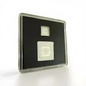 ガイガー 5 グラムおよび 1 グラムのシルバーバー、ドイツ製ファインシルバー各 1 本