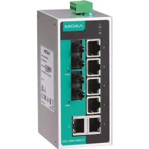 ■MOXA 8ポート(RJ45×6、シングルモードSCコネクタ×2) アンマネージド イーサネットスイッチ ワイド温度モデル EDS208ASSSCT(1685430)[送料別途お見積り][法人限定][掲外取寄]