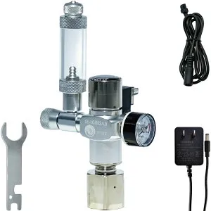 クリスタルアクア CO2レギュレーターSS-1GR02AB：低流量スピコン・電磁弁一体型 減圧可変式 0-0.4MPa 小型CO2ボンベ・ミドボン・マグナムシリンダー対応 アクアリウム・水草水槽育成用 水
