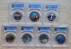 7 枚 x PCGS PR69DCAM 1994 パラオ コイン - 海洋生物保護シリーズ