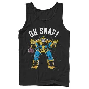 アニメキャラクター レディース トップス Tシャツ Licensed Character Men's Marvel Thanospace Oh Snap! Retro Comic Style Tank Top Black ブラック