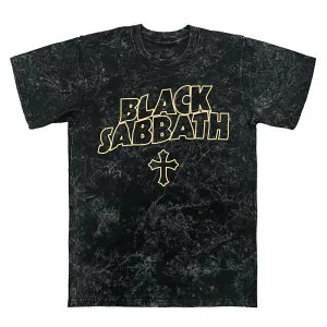 アニメキャラクター メンズ トップス Tシャツ グラフィック Licensed Character Men's Black Sabbath Cross Mineral Wash Graphic Tee Black Mineral Wash ブラック
