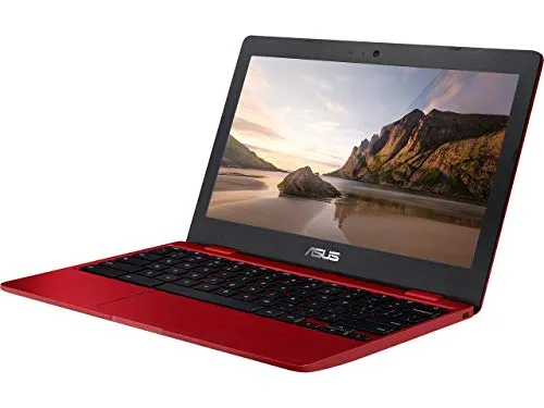 ASUS C223NA-DH02-RD Chromebook 11.6"、IntelデュアルコアCeleron N3350プロセッサ（最大2.4GHz）4GB RAM、32GB eMMCストレージ、赤