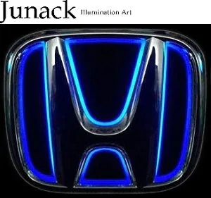 【M's】 RN ストリーム RN6 RN7 RN8 RN9 (2009.06-2014.05) Junack フロント LEDトランスエンブレム スリムライン (ブルー) 青 ジュナック 社外 パーツ 部品 外装 カスタム ドレスアップ ホンダマーク 発光