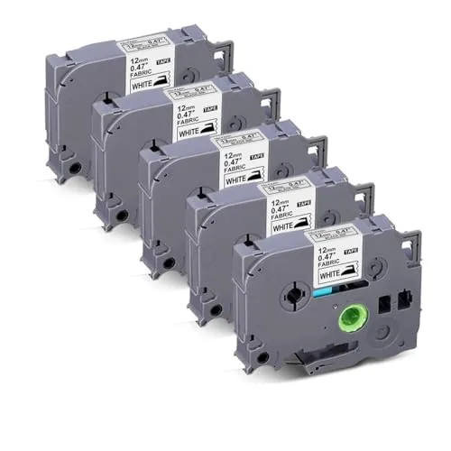 10X 生地アイロン衣類テープブラザー P-touch TZe-FA231 黒地に白 PT-P750W PT-H110 PT-D210 PT-D600 用(5BK-12mm)