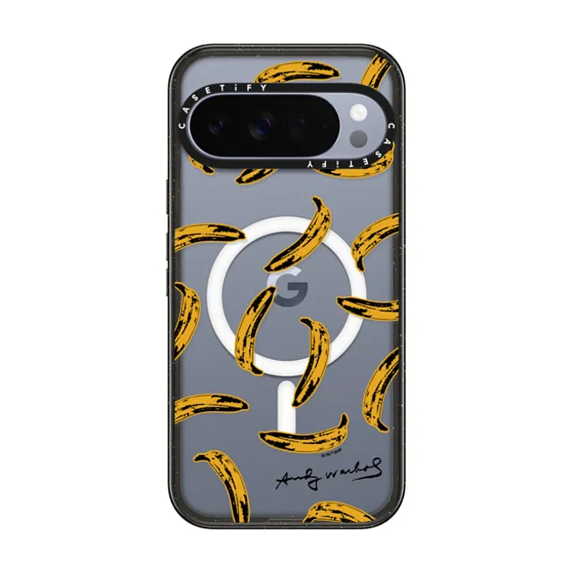 Andy Warhol x CASETiFY Pixel 10 Pro XL ケース Fruit ブラック マグネット式 インパクトケース Banana Pattern Case (Black Signature)