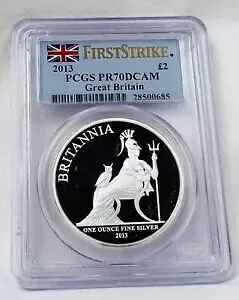 2013 英国 2 ポンド 1 オンス - ブリタニア ファースト ストライク - PCGS PF 70 DCAM