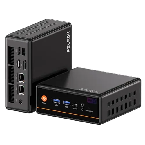 PELADN Mini PC Gaming、デュアルLAN、Ryzen 5 5600H (アップグレード版 5700U/7430U)、16GB DDR4/512GB NVMe SSD、デュアルLAN、Type-C/DP/HD、ミニデスクトップコンピューター