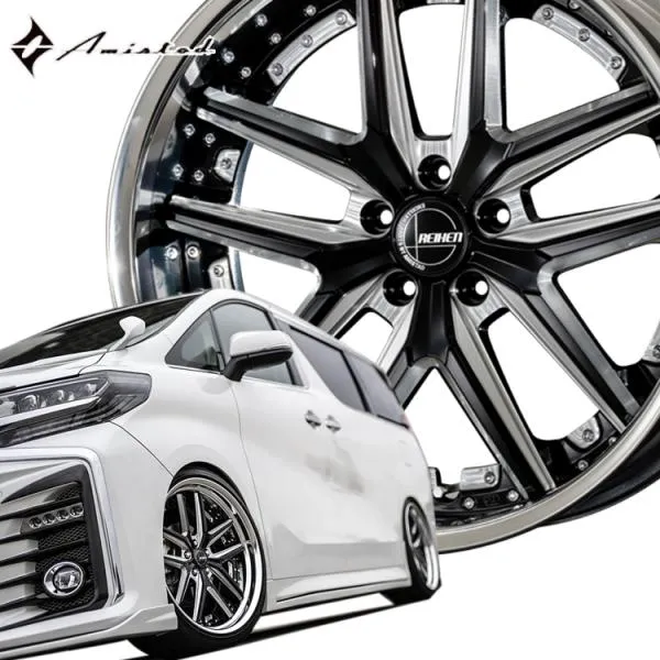 20インチ 5H100 9.0J 9J+ 5穴 アミスタット ライエンT025 ホイール 4本 1台分セット Amistad REIHEN T025 ブラックスクリットマシニング