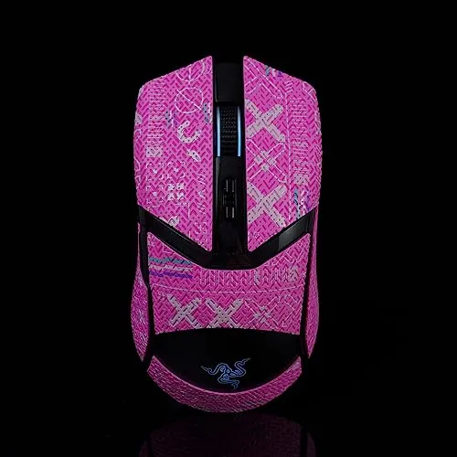 BTL マウスグリップテープ ステッカー Razer Cobra PRO用 滑り止め 吸着 汗 プレカット 簡単 インスタンド フルカバー プリント スチームピンク