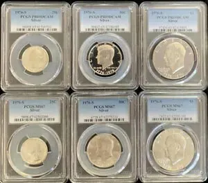 1976 S シルバー $1 50c 25c PCGS MS67 & PR69DCAM ディープ カメオ 6 コイン セット アイテム # 5