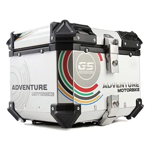 CKOUFB バイク用 リアボックス アルミ合金 キーロック可能 取付アタッチメント付き バッグ (Color : 銀, Size : 36L, 45L, 55L, 65L)