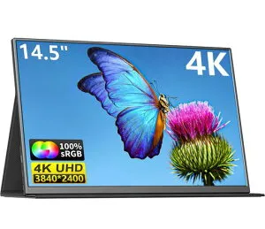KEEPTIMEモバイルモニター14.5インチ4K3840x2400モバイルディスプレイ400cd/m2高輝度黄金比16:10IPSパネル100%sRGB広色域ポータブルモニタースピーカー内蔵マグネット保護カバー付き