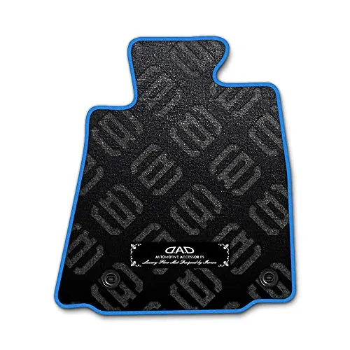 DAD ギャルソン D.A.D エグゼクティブ フロアマット HONDA (ホンダ) ZEST/ZEST SPARK ゼスト/ゼストスパーク 型式：JE1/2 1台分 GARSON モノグラムデザインブラック/オーバーロック(ふちどり)カラー：ブルー/刺繍