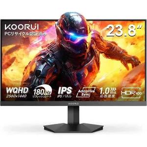 KOORUI G2421V ゲーミングモニター液晶サイズ23.8inch パネルFast IPS 解像度2560x1440 リフレッシュレート180Hz 応答速度1ms