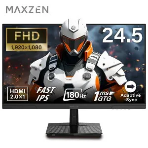 ゲーミングモニター モニター 24.5インチ 24インチ 180Hz 180hz FHD フリッカーレス 24.5型 FullHD ブルーライトカット ノングレア HDMI Adaptive-Sync ブラック MAXZEN MGM25IC03 マクスゼン PB00001