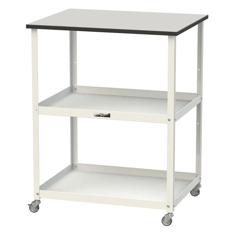 山金工業 天板付きワゴン 150ワゴン キャスター付き 棚板2段 RoHS2対応塩ビシート天板 ワークテーブル 150シリーズ 幅750×奥行600×高さ950mm HTRCH-7560GYW