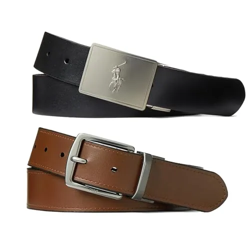 [POLO RALPH LAUREN] ポロ ラルフローレン メンズ リバーシブル ベルト ギフトセット 405699144 ポロラルフローレン ラルフ バックル2個 黒 茶 ブラック ブラウン (サイズ32) [並行輸入品]