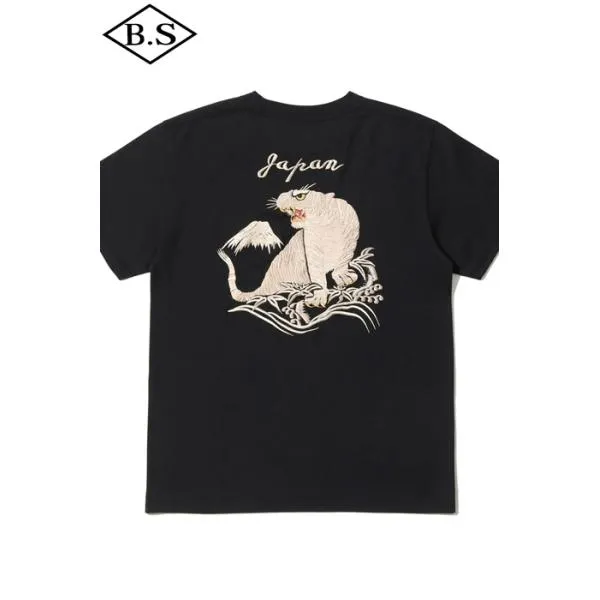 テーラー東洋 TAILOR TOYO Tシャツ TT79743 SUKA T-SHIRT EMBROIDERED TIGER BLACK