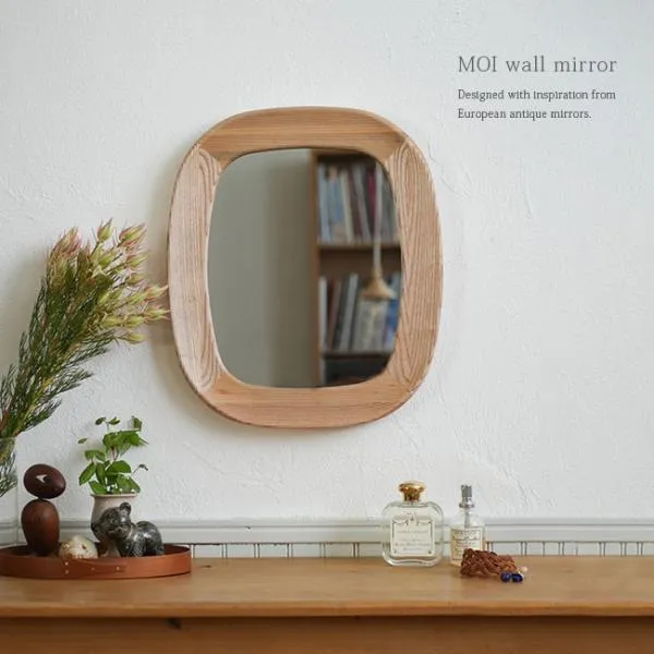 MOI wall mirror(鏡 壁掛け ミラー 壁掛けミラー 壁掛け鏡 おしゃれ オシャレ 可愛い かわいい ウォールミラー 木製 木)