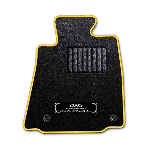DAD ギャルソン D.A.D エグゼクティブ フロアマット SUZUKI (スズキ) Jimny ジムニー 型式: JA11C/11V 1台分 GARSON エレガントデザインブラック/オーバーロック(ふちどり)カラー : イエロー/刺繍 : シルバー/