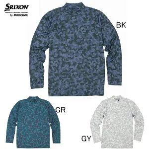 松山英樹プロ 全英オープン着用モデル スリクソン by デサント SRIXON ZEROround モザイクプリント モックネック長袖シャツ RGMWJB01 メンズ ゴルフウエア