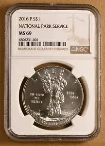 2016 P 国立公園局記念シルバー ダラー NGC MS69