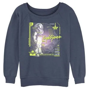ディズニー ピクサー レディース トップス Tシャツ スウェット Juniors' Disney / Pixar Lightyear Star Command Buzz Schematic Slouchy Sweatshirt Blue Heather ヘザー