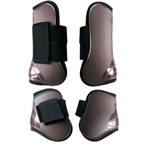 [Yubbuio] 馬用ケアブーツ 馬レッグプロテクター 乗馬用品 前脚後脚サポート 厚手クッション ナイロン素材 ブラウン 大きいサイズ (11.0 cm,ブラウン)