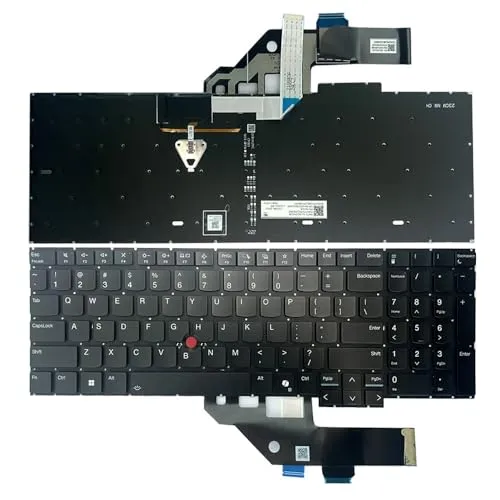 HSSDTECH 黑 US英語キーボードバックライト付き LENOVO 用 ThinkPad E16 Gen 2 21M5 21M6（ブラック）Keyboard Backlight