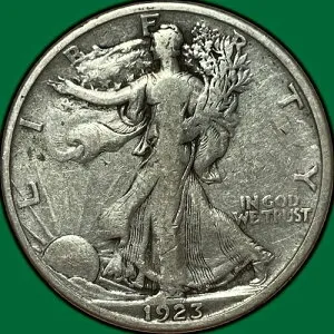 1923-S ウォーキング・リバティ ハーフダラー 非常に良好な状態 VF コイン #29350