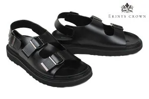 【25日限定！エントリー＋RカードでPt15倍】 【平日10時までのご注文で即日出荷！】 エリニュスクラウン メンズ カジュアルシューズ レザーサンダル ブラック ERINYS CROWN erv-504ibk