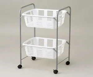 アズワン ナビス 脱衣カゴワゴン・ラック2段式 ホワイト キャスター有 YBW-2C (8-5958-02)