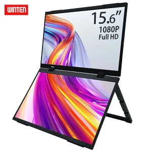 【期間限定 P20倍】WINTEN デュアルモニター ゲーミング 15.6インチ 2画面 1080P 高画質 フルHD ディスプレイ PC ゲーム モバイルモニター パソコンモニター 1年保証 非光沢 PS5 最新iPhone ノングレア