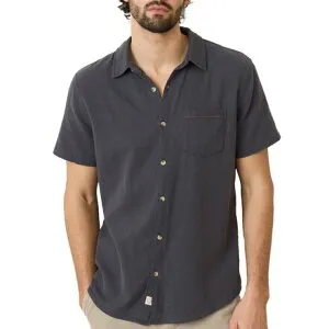 (取寄) マリンレイヤー メンズ クラシック ストレッチ セルベージ ショートスリーブ シャツ - メンズ Marine Layer men Classic Stretch Selvage Short-Sleeve Shirt - Men's India Ink