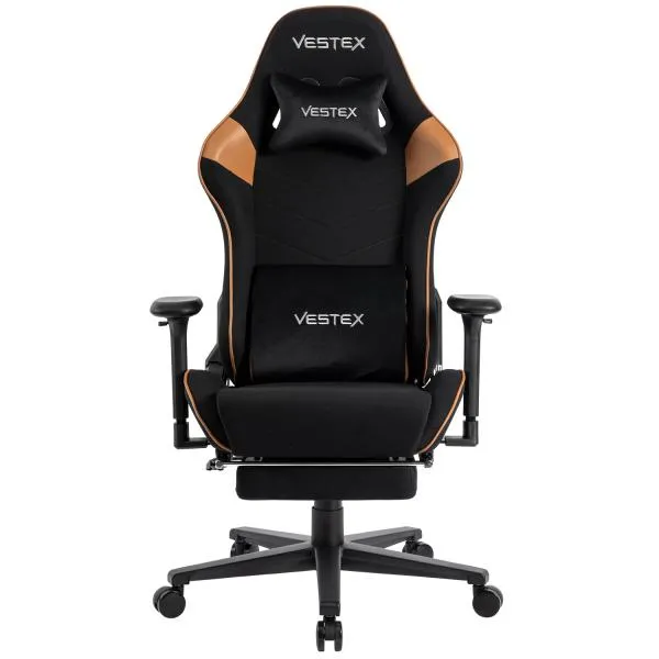 VESTEX ゲーミングチェア 高撥水メッシュファブリック 広範囲リクライニング ポケットコイル入り 振動ランバーサポート フットレスト付き VES-S2FTBR ブラウン